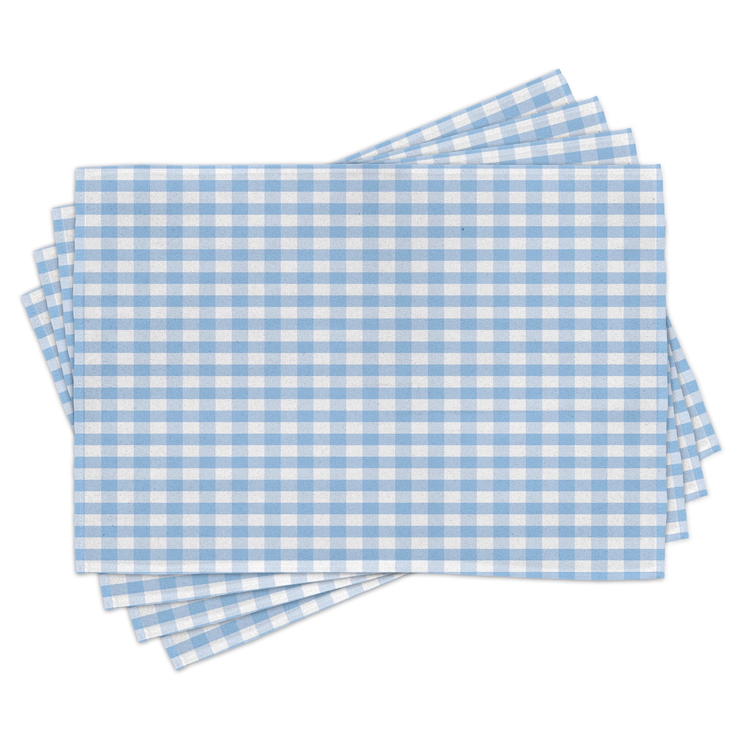 Checkered Placemats Set of 4 Little Squares and Stripes Pastel Color