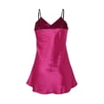 thumbnail image 3 of Women Sexy Satin Lace Trim Sleepwear Nightgown Pajama Slip Dress Fuchsia-Lace XXL, 3 of 7