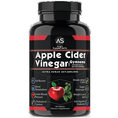 Angry Supplements Apple Cider Vinegar with Gymnema Weight Loss Pills, 60