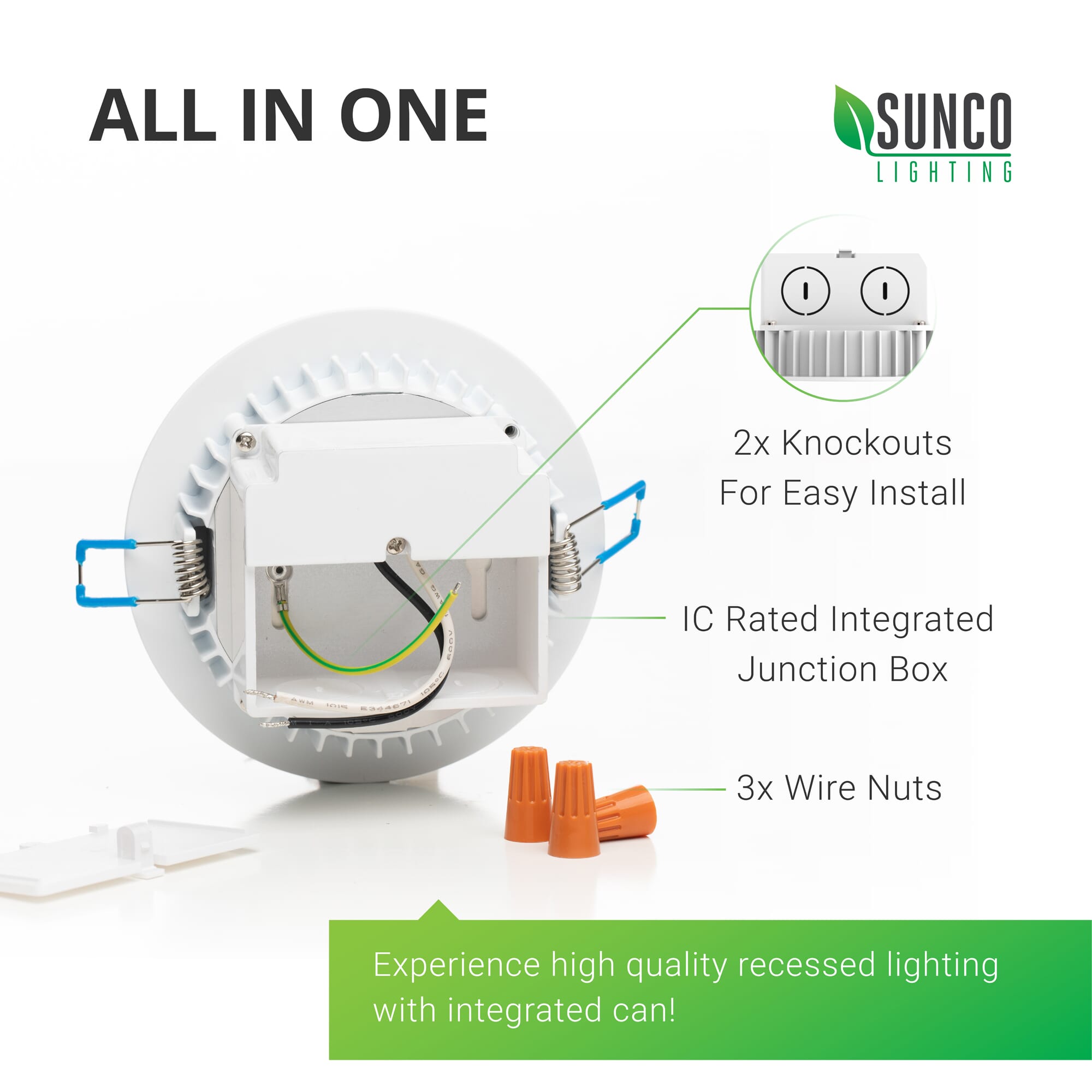 Sunco Lighting 12 Pack Inch Slim LED Downlight, Integrated Junction Box, 10W=60W, 650 LM, Dimmable, 2700K Soft White, Recessed Jbox Fixture, IC  Rated, Simple Retrofit Installation ETL  Energy Star