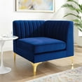 thumbnail image 6 of Modway Triumph Channel Tufted Performance Velvet Sectional Sofa Corner Chair in Navy, 6 of 6