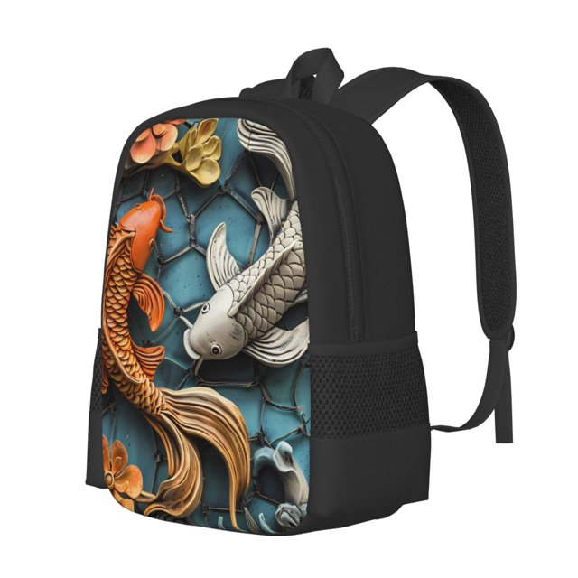 Fotbe Colorful Koi Fish Art Mochila para Hombre y Mujer - Tela Oxford 600D Resistente - Mochila Impermeable de Gran Capacidad para Escuela, Viajes y Senderismo