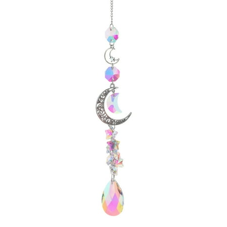 

HUAQUE Sun Catcher Excellent Detail Shiny Decorative Living Room Moon Prism Crystal Hanging Pendant Decor for Bedroom