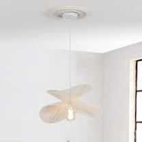 BOHO 60-Watt 1-Lights White Farmhouse Pendant Light with Hand-Woven Paper Shade, No Bulbs Included, 16.5 in.