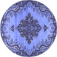 thumbnail image 1 of Ahgly Company Machine Washable Indoor Round Medallion Blue Traditional Area Rugs, 3' Round, 1 of 4