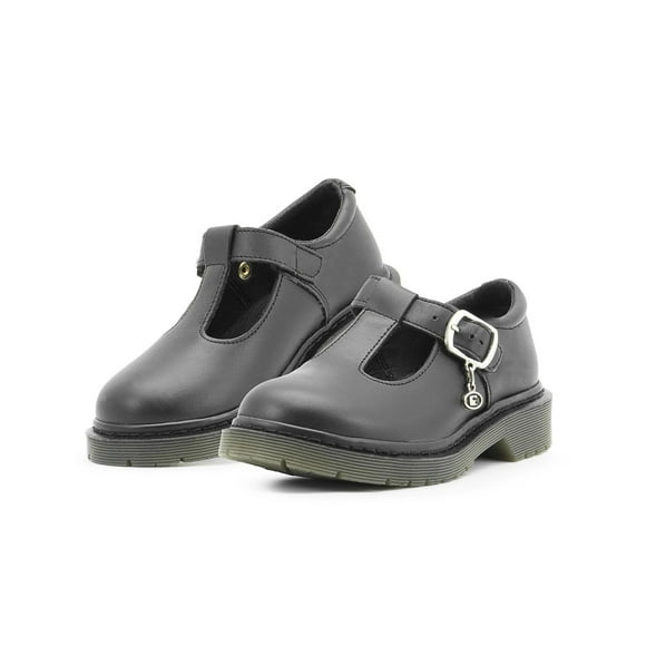 Zapato Escolar Para Niña De Piel Coqueta Con Antiderrapante negro 19