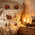thumbnail image 5 of Santa Sleigh Christmas Window Hanging with Crystal Pendants - Festive Holiday Decor with Poinsettia, Reindeer & Miniature Village, 5 of 6