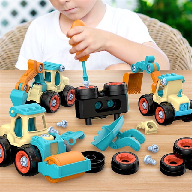 Juego de coches de juguete desmontables para niños, juegos de vehículos de construcción para niños pequeños, juegos de vehículos de construcción para niños pequeños, juego de vehículos de jugu