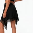 thumbnail image 3 of Jerdar Women's Asymmetrical Lace Trim Short Skirt Elegant Flowy A Line Going Out Knee Length Skirts L, 3 of 5