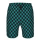 thumbnail image 3 of Balery Black And Teal Checkerboard Traje de Baño Estilo Hawaiano para Hombre, Shorts de Secado Rápido con Bolsillos-Small, 3 of 6