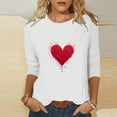 thumbnail image 6 of Yteetum Valentine's Day 3/4 Sleeve Tops for Women Oversized Crewneck Valentines Graphic Print Short Sleeve T Shirt Womens Casual Solid Round Neck Loose Comfy Three Quarter Sleeve Shirt Spring Clothes, 6 of 6