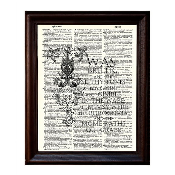 Jabberwocky Quote - Dictionary Art Print Printed On Authentic Vintage Dictionary Book Page - 8 x 10.5