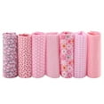 thumbnail image 3 of 7pcs Cotton Fabric DIY Assorted Squares Pre Cut Bedding Suite Quarters Bundle Pink 25*25cm, 3 of 13