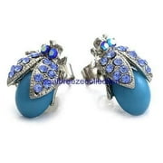Blue Ladybug Stud Post Earrings Insect Charm Fashion Jewelry Gift Girl Women Mom