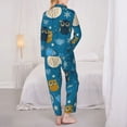 thumbnail image 5 of Kll Cute Colorful Owls And Trees Print Women'S Long Sleeve Pajamas With Pants Sleepwear Loungewear 2 Set-Medium, 5 of 9