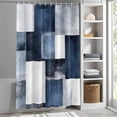 thumbnail image 3 of Navy Blue Black Fabric Shower Curtain Ombre Modern Abstract Washable Shower Curtains for Bathroom, Waterproof Bath Curtain with Hooks Home Decor 72x84in, 3 of 8
