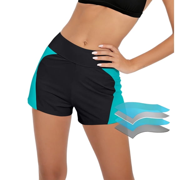 Neewe Period Swimwear Menstrual Leakproof Swim Shorts Quick Dry 3" High Waist Bathing Suit Bottoms for Teen Girls Women