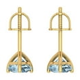 thumbnail image 4 of Clara Pucci 2Ct Natural Aquamarine Round Cut VVS1 Screw Back Stud 14k Solid hypoallergenic Gold Designer Earrings For March, 4 of 7