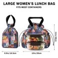 thumbnail image 5 of Boho Bohemia Flower Drawstring Lunch Bag Women - Drawstring Lunch Bag Insulated for Work Office - Stain-Resistant Large Lunchbags for Women with Multi-Pockets, 5 of 6