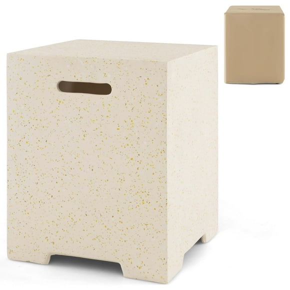 Costway 16" Terrazzo Hideaway Tank Table 20 lbs Propane Gas Holder with Protective Cover