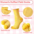 thumbnail image 3 of Bocaoying 6 Pack Women's Ruffle Crew Socks, Striped Frilly Ankle Lettuces Socks, Cotton Soft Checkered Casual Socks for Women, Pink, Yellow, Blue, Purple, Home & Daily Wear Socks, 5-9, 3 of 8