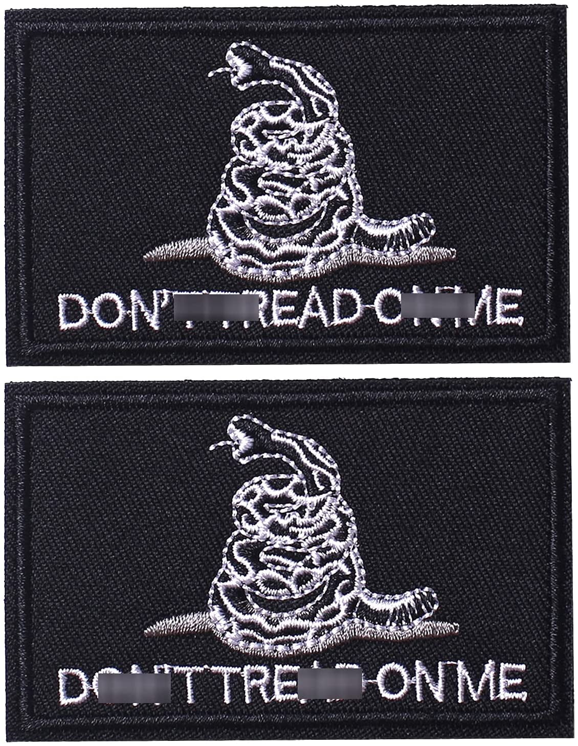 Dont Tread On Me Grey & Black Hook & Loop Embroidered Morale Patch 