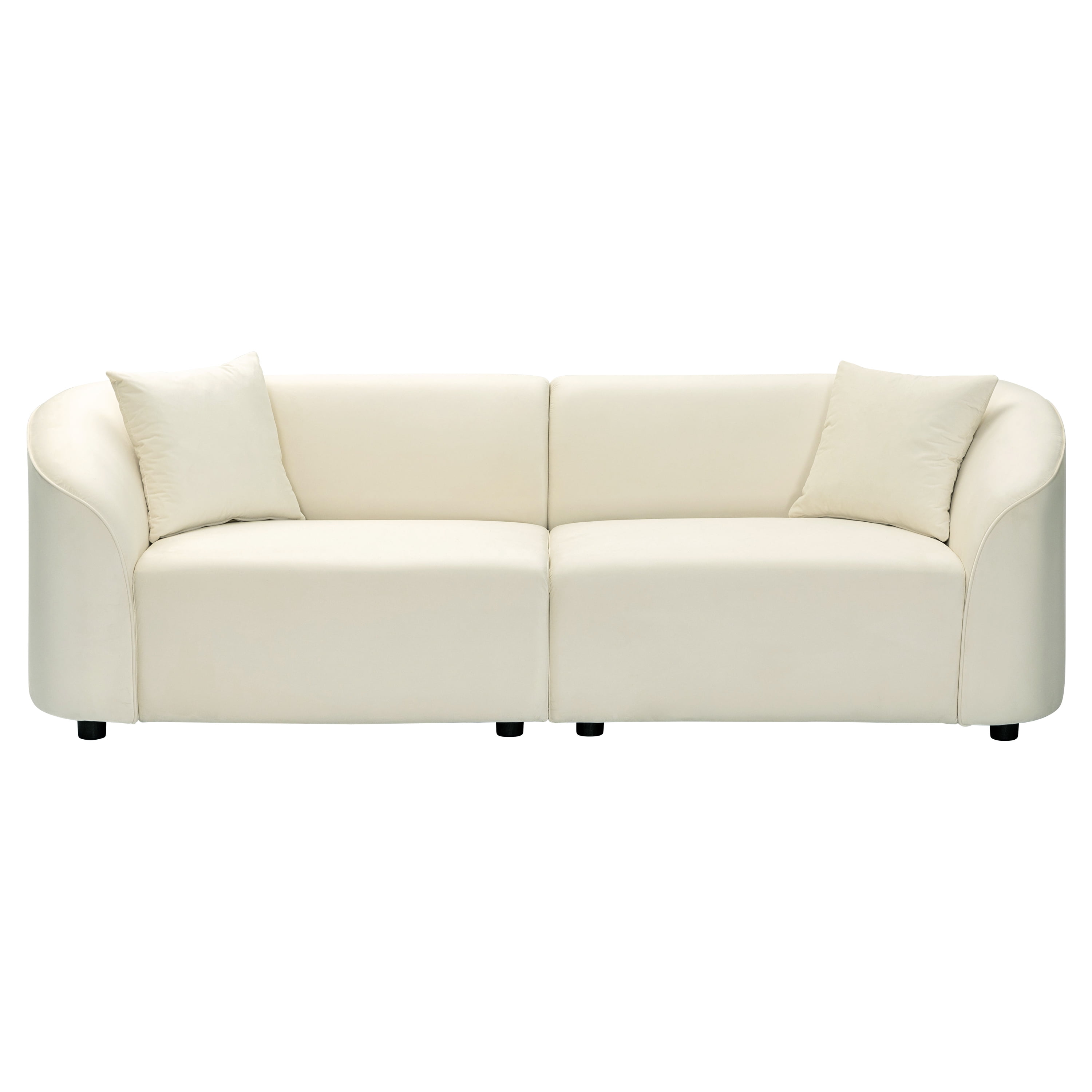 87" Curved Contemporary Sofa in Off-White: Plush Seating, Streamlined Design, and Durable Frame – Ideal for Stylish Living Spaces