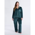 thumbnail image 2 of Joyspun Women’s Stretch Velour Notch Collar Long Sleeve Pajama Set, Sizes XS to 4X, 2 of 5