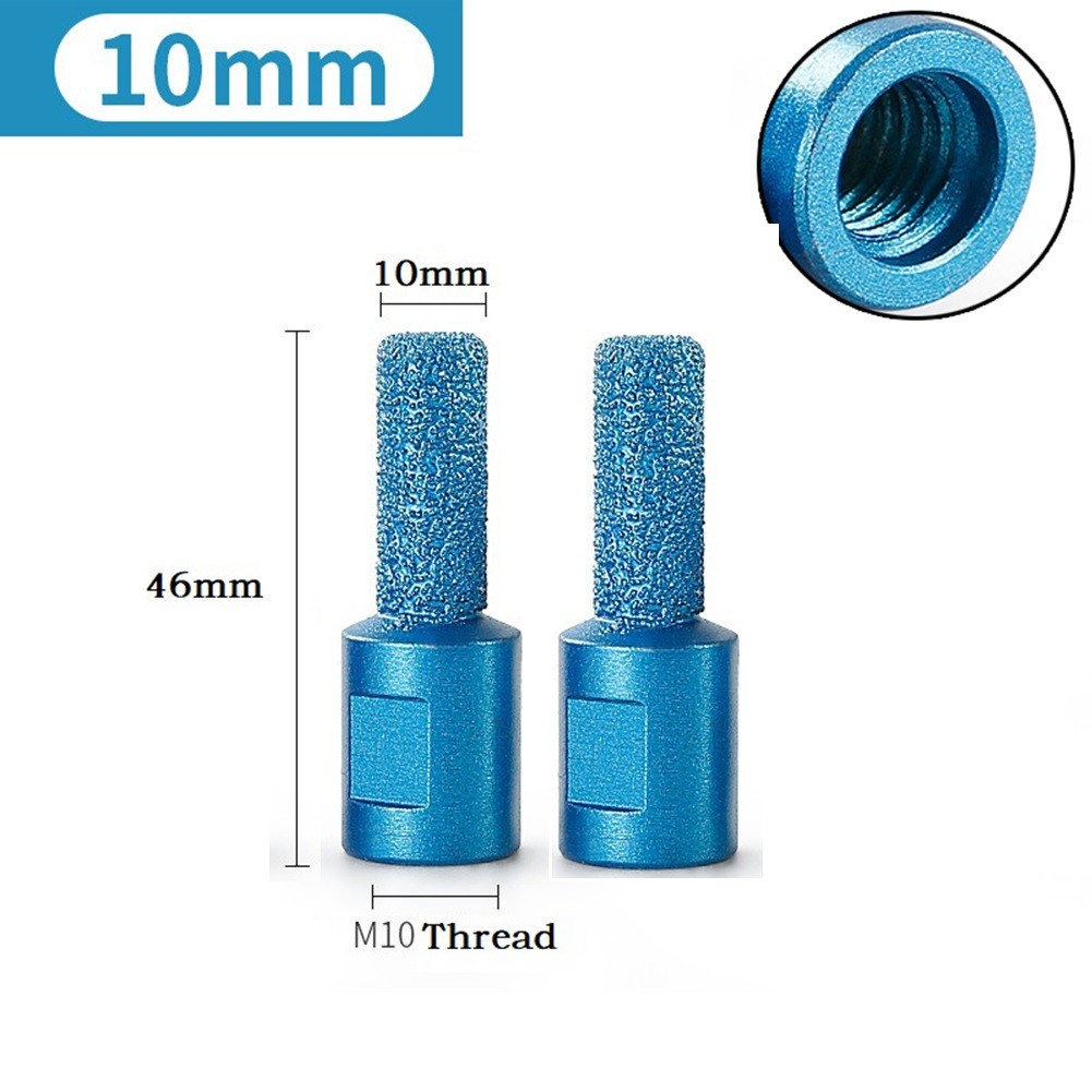 2Pcs M10 Thread Vaccum Brazed Diamond Finger Bit Milling Cutter For