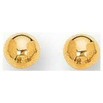 10k 6mm Yellow Gold High Shiny Ed Ball Stud Earrings