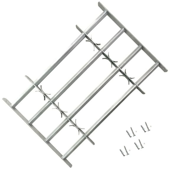 vidaXL Galvanized Steel Adjustable Window Security Grille 19.7"-25.6" 4 Crossbars