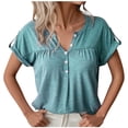 thumbnail image 1 of Birdeem Mode Femme Été Nouveau Haut en Coton Coloré Col en V Manches Courtes T-Shirt Haut, 1 of 5