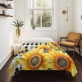 thumbnail image 4 of Sunflower Bee Tapestry for Bedroom Wall Hanging Tapestry, Black White Lattice Yellow Floral Flower Ceiling Backdrop Tapestries Poster Blanket Wall Decor for Teens Room Living Room Dorm 59" x 90", 4 of 8