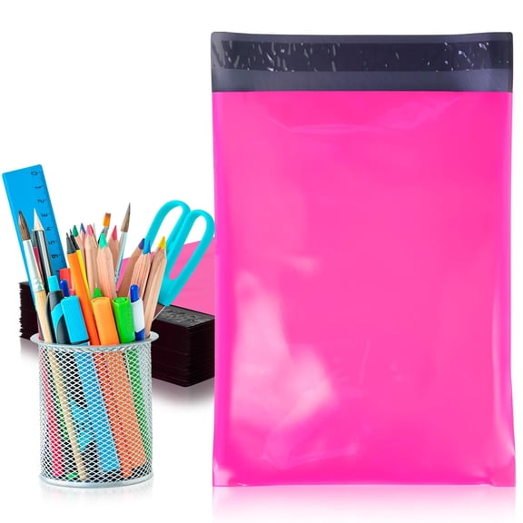 Hot Pink Poly Mailers Envelopes, 10 x 13 Inches. Pack of 100 Plastic Shipping Bags for Clothes, 2.0 Mil. Stretchy Shipping Envelopes for Clothing. Waterproof Mailers Poly Bags with Self-Seal