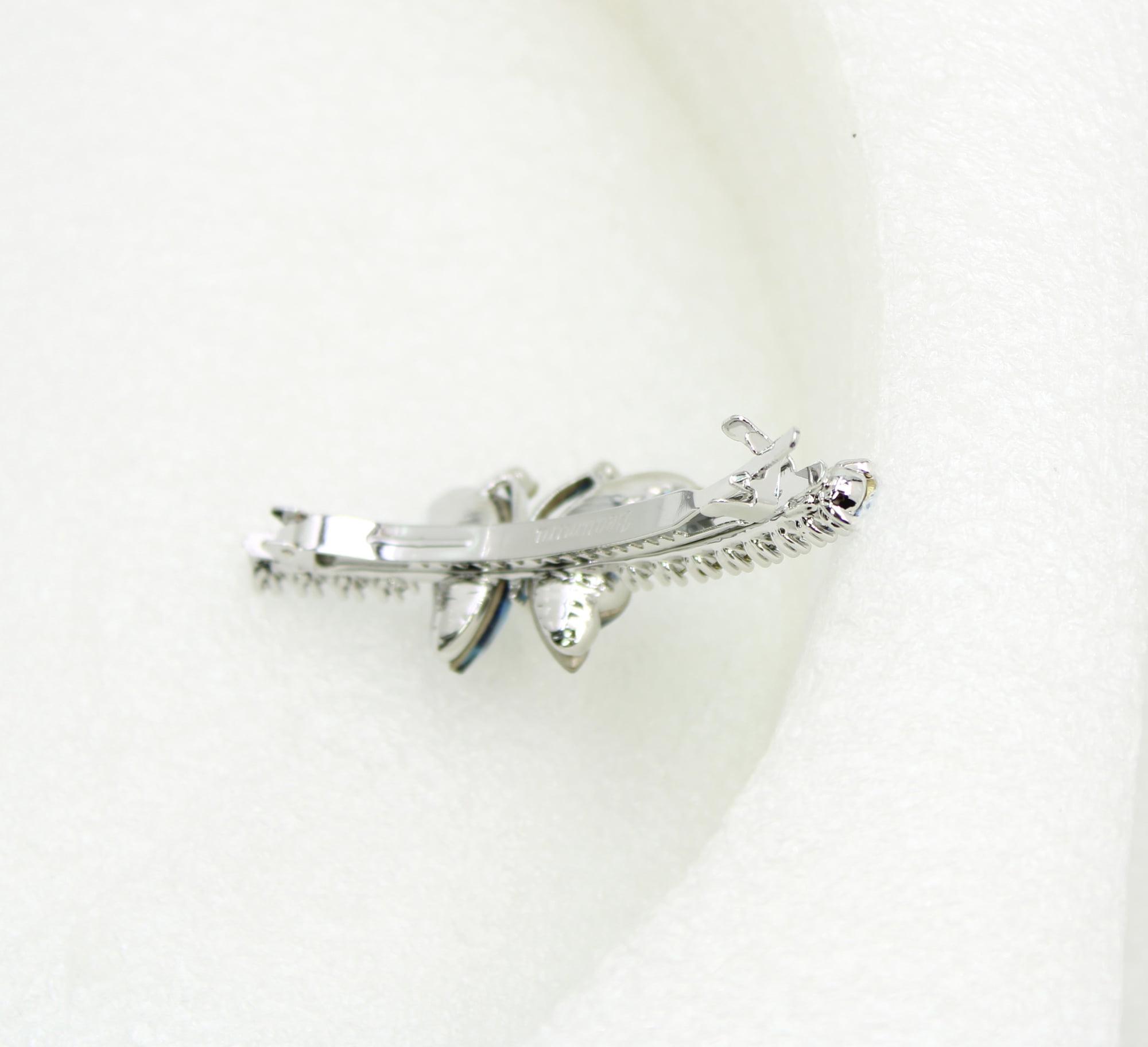 Faship Navy Blue Rhinestone Crystal Butterfly Hair Barrette Clip