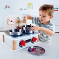thumbnail image 4 of Hape 2-in-1 Child Safe Wood Children's Play Toy Kitchen and Grill Learning Set, 4 of 5