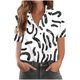 thumbnail image 4 of Blusas para las mujeres Casual impreso de manga corta bolsillo botón abajo con poliéster suave, transpirable blusa de camiseta para el uso diario de verano, 4 of 7