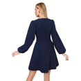 thumbnail image 5 of Women's Puff Sleeve Work Dresses Spring Long High Waist Line Short Dress for Casual Business Navy Blue L, 5 of 10