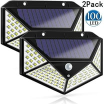 Surlong 100 Led Solar Motion Sensor Lights Outdoor, Wireless Weatherproof Solar Powered Lights for Steps Yard Garage Porch Patio, IP65 Waterproof with Wide Angle (2 Pack)