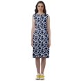thumbnail image 2 of Moomaya Knee Length Summer Dresses Printed Back Slit Boat Neck Shift Dress, 2 of 4