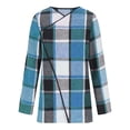 thumbnail image 4 of iOPQO Checkered Cardigan Open Front Cardigan for Women's Outerwear Womens Long Cardigan Casual Outerwear Shakets for Women Plaid Cardigans for Women Sky Blue XL, 4 of 6