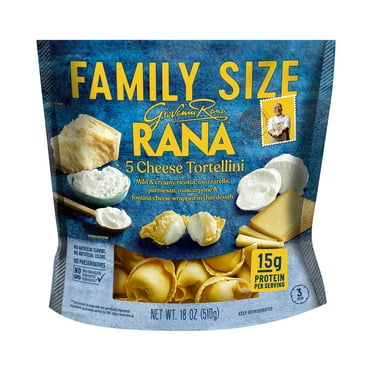 Giovanni Rana Tortellini 5 Cheese Premium Flat Cut Pasta Bag (Family Size, 18oz), Refrigerated