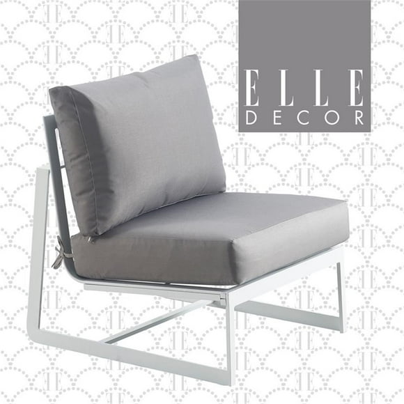 Elle Decor Mirabelle Chaise d'Extérieur Sans Accoudoirs en Gris et Blanc Français