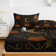 thumbnail image 6 of King Size Fitted Sheet Set - Halloween 3 Piece Bedding Sets 16" Deep Pocket Fitted Sheet with 2 Pillowcases, Fall Orange Pumpkin Cats Moonlight Rustic Black Brushed Microfiber Hotel Luxury Bed Sheets, 6 of 9