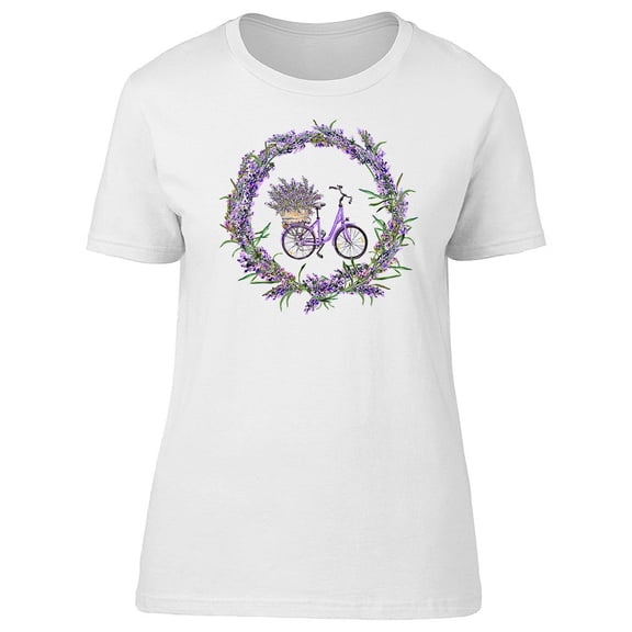 Bicycle Vintage Lavender Flowers T-Shirt Women -Image by Shutterstock, Female Large