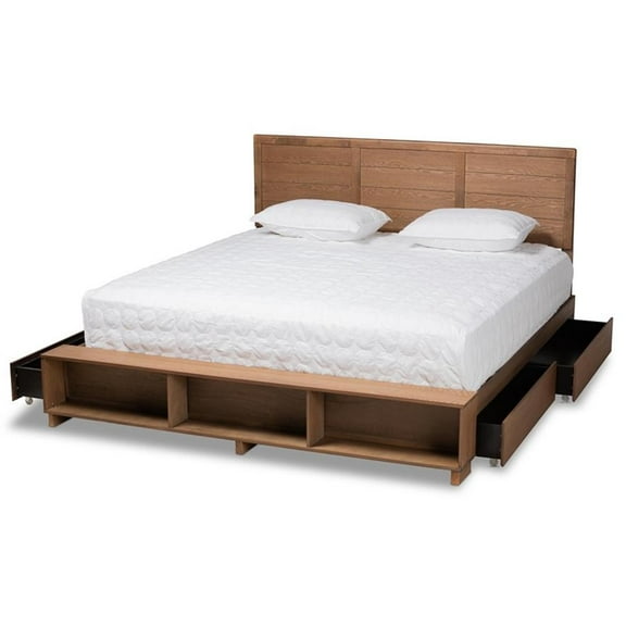 Bowery Hill Brown Finished Wood King Size 4-Drawer Bed