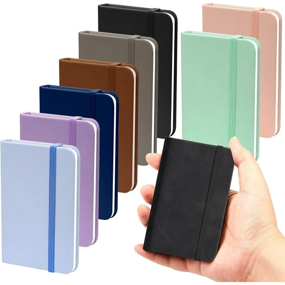 8 Pcs Pocket Notebook Bulk 4.3" x 3" Hardcover Covere Small Notepad 100 Sheets Multicolor Hardcover Mini Notepad Tiny Notebook for Office