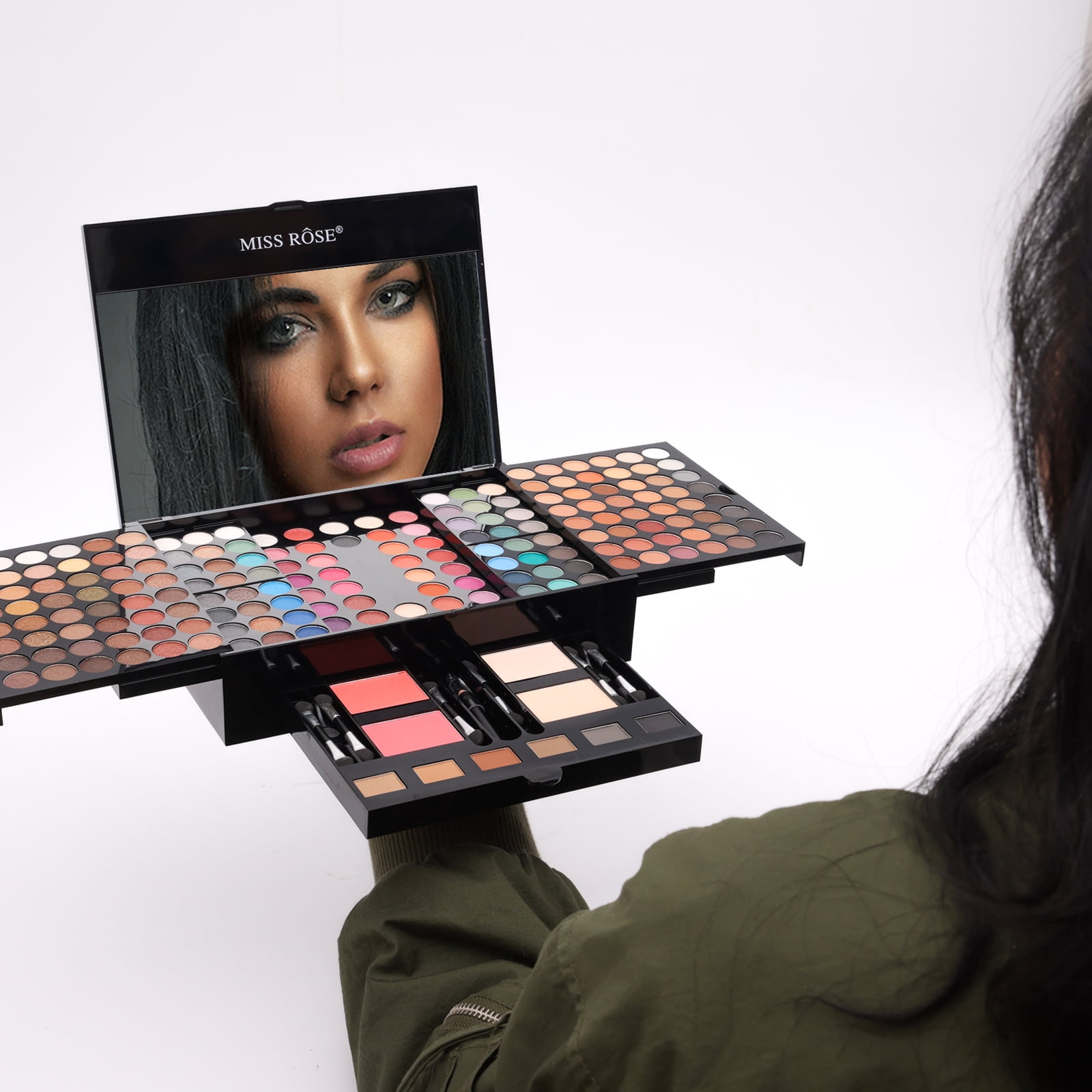 MISS ROSE 190 Colors Cosmetic Makeup Palette Set Kit Combination,Professional Makeup Kit for Women Full Kit,Makeup Pallet,Include Eyeshadow/Facial Blusher/Eyebrow Powder/Eyeliner Pencil/Mirror