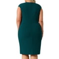thumbnail image 4 of DARING DIVA Plus Size Sheath Notched Neck Work Events Dress 3X Dark Green, 4 of 6