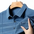 thumbnail image 3 of Men's Summer Ice Silk Lapel Casual Stripe Printed POLO Shirt, 3 of 8